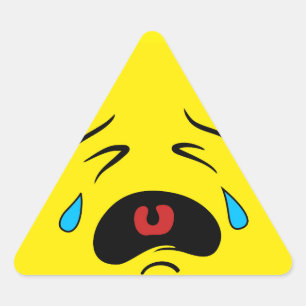 Super Sad Crying Face Emoji Driehoek Sticker