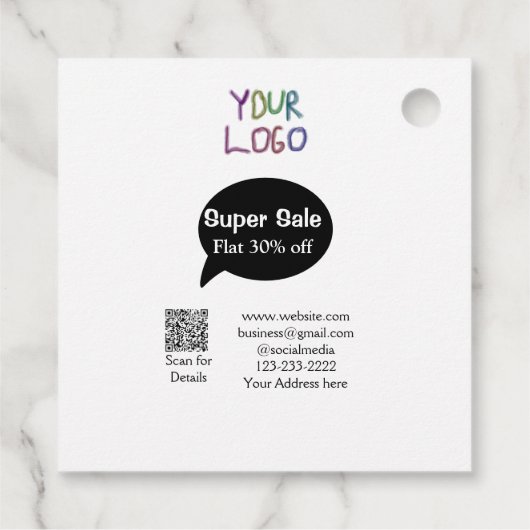 super sale business discount scan QR code details Bedankjes Labels (Achterkant)