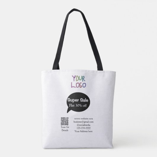 super sale business discount scan QR code details Draagtas (Achterkant)