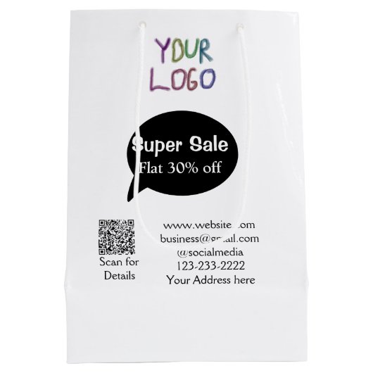 super sale business discount scan QR code details Medium Cadeauzakje (Achterkant)