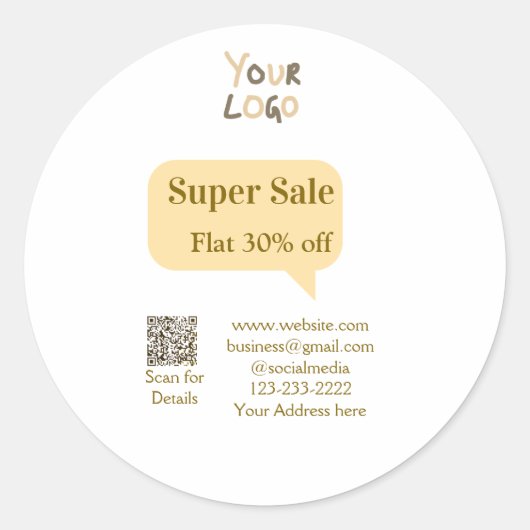super sale business discount scan QR code details Ronde Sticker (Voorkant)