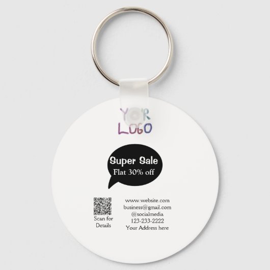 super sale business discount scan QR code details Sleutelhanger (Achterkant)