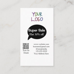 super sale business discount scan QR code details Visitekaartje