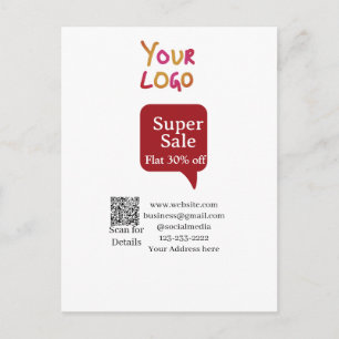 super sale zakelijke korting scan QR-code details Briefkaart