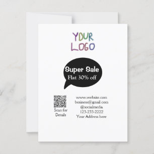 super sale zakelijke korting scan QR-code details  Briefkaart