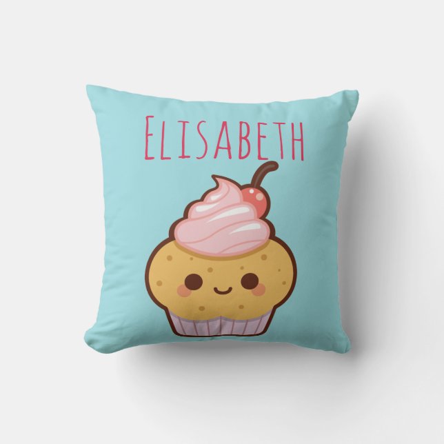 Super schattig kawaii zoete cupcake monogram kussen (Voorkant)