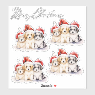 Super schattig kerst puppies sticker