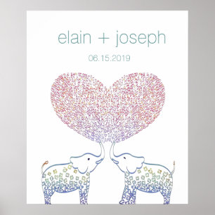 Super Schattig & Slecht Olifant Hart Trouwcadeau Poster