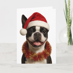 Super schattige Boston Terrier kerstkaart Kaart