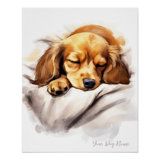 Super schattige engel slapende pup Dachshund Dog 0 Perfect Poster (Voorkant)