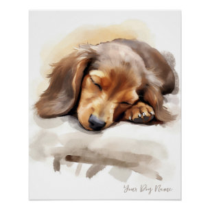 Super schattige engel slapende pup Dachshund Dog 0 Perfect Poster