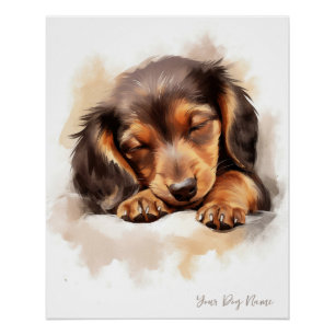 Super schattige engel slapende pup Dachshund Dog 0 Perfect Poster
