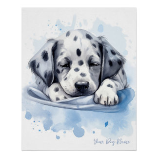 Super schattige engel slapende pup Dalmatische Hon Perfect Poster