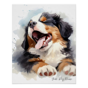 Super schattige engel slapende puppy berner berg perfect poster