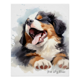 Super schattige engel slapende puppy berner berg perfect poster