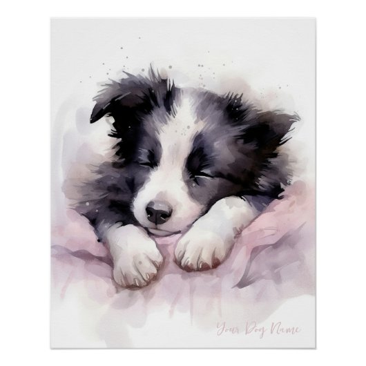 Super schattige engel slapende puppy Border Collie Perfect Poster (Voorkant)