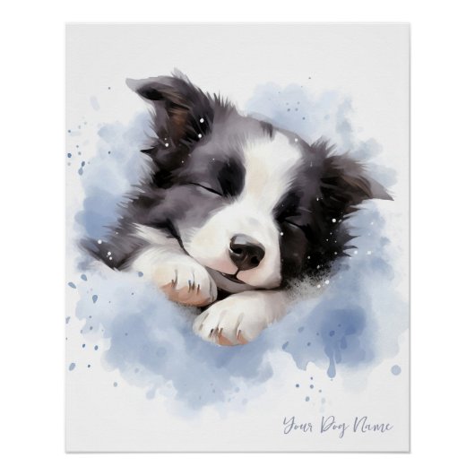 Super schattige engel slapende puppy Border Collie Perfect Poster (Voorkant)