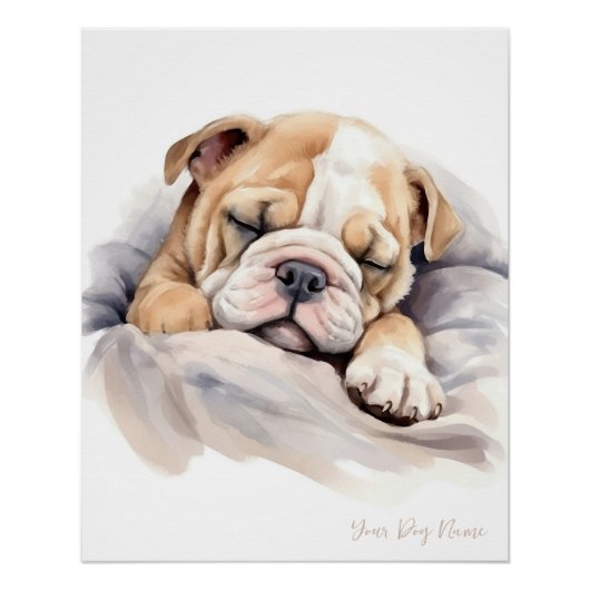 Super schattige engel slapende puppy Bulldog 003 - Perfect Poster (Voorkant)