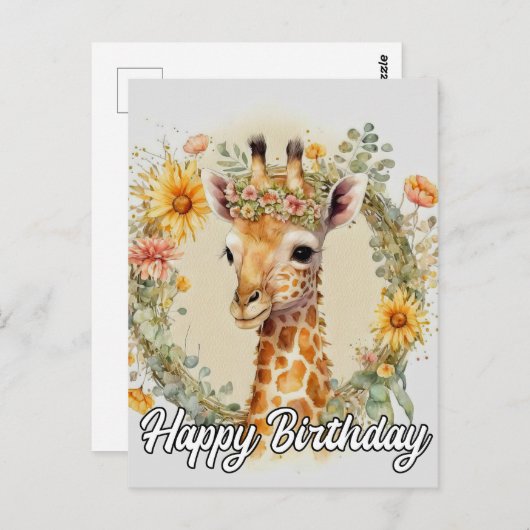 Super Schattige Giraffe | Gefeliciteerd met je ver Briefkaart (Voorkant / Achterkant)