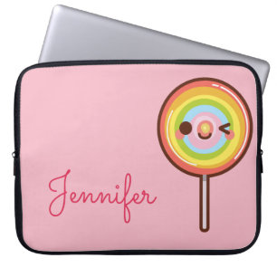 Super schattige kawaii regenbooglollipopmonogram r laptop sleeve