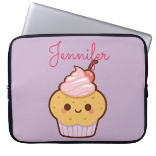 Super schattige kawaii zoete cupcake monogram paar laptop sleeve