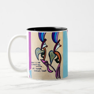 Super schattige koffiebeker om je zus te geven! tweekleurige koffiemok