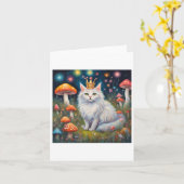 Super Schattige Light Royal Cat Sticker Kaart (Gele Bloem)