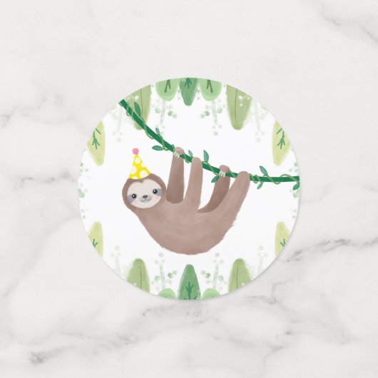 Super schattige luiaards in party petten confetti (Kleine voorkant)