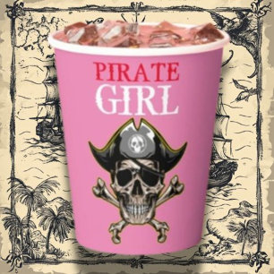 Super Schattige Meisje Pirate Pink Papieren Bekers