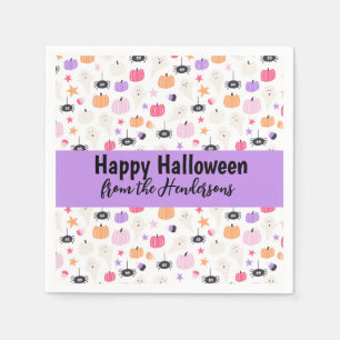 Super schattige moderne paarse pompoen Halloween  Servet