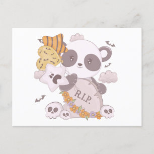 Super Schattige Panda Grave RIP Ghost Bats Hallowe Feestdagenkaart