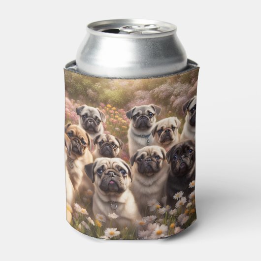 Super Schattige Pug Dogs Cosy Blikjeskoeler (Blikje Voorkant)