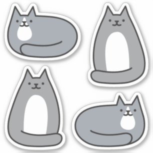 Super Schattige Ronde Kawaii Grijs Kitty Cat Sticker