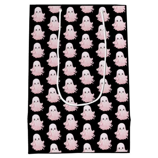 Super Schattige roze spookpatroon Halloween Medium Cadeauzakje (Achterkant)