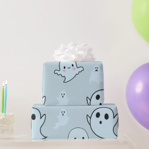 Super Schattige Witte Geesten Groene Halloween Cadeaupapier