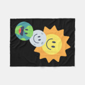 Super Schattigee Aarde Maan Zon Zonsverduistering Fleece Deken (Voorkant (Horizontaal))
