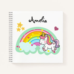 Super Schattigee eenhoorn en regenboog gepersonali Notitieboek
