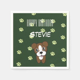 Super Schattigee Groene Boxer Puppy Verjaardag Ser Servet