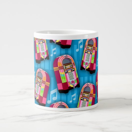 Super Schattigee Jukebox Time Fun Pattern Art Extra Grote Mok (Voorkant)
