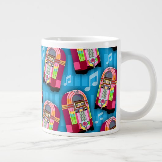 Super Schattigee Jukebox Time Fun Pattern Art Extra Grote Mok (Rechts)