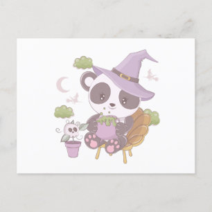 Super Schattigee Panda Heks en Crescent Moon Hallo Feestdagenkaart