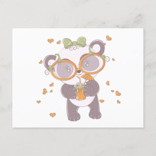 Super Schattigee Panda met oogbal Drink Halloween Feestdagenkaart