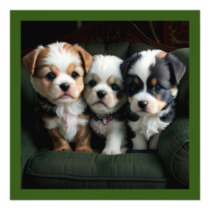 Super Schattigee Puppies op de bank 2 Foto Afdruk