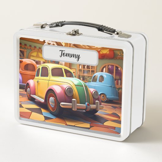 Super Schattigee Retro Speelgoed car Lunchbox (Voorkant)