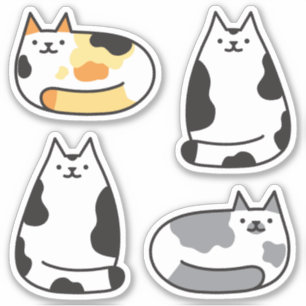 Super Schattigee ronde Kawaii Calico Cats Sticker
