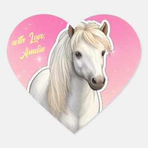 Super Schattigee witte Pony Hart Sticker