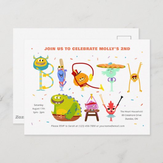 Super Simpel | Verjaardagsliedje Rhymington Briefkaart (Voorkant / Achterkant)