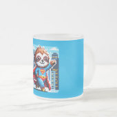 Super Sloth Funny Pixel Art Hero Cityscape Design Matglas Koffiemok (Voorkant rechts)