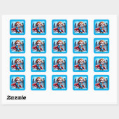 Super Sloth Funny Pixel Art Hero Cityscape Design Vierkante Sticker (Vel)