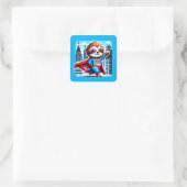 Super Sloth Funny Pixel Art Hero Cityscape Design Vierkante Sticker (Tas)